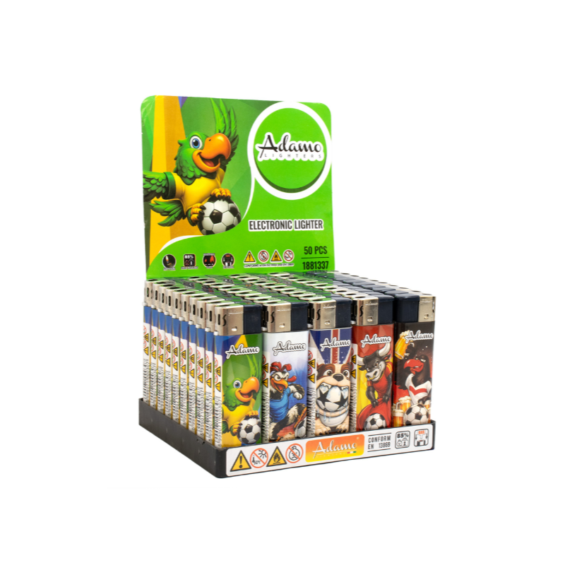 Electronic Lighter 1881337 Adamo Design label Football Animals 50 pack