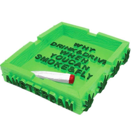 AMSTERDAM Resin Green Square Ashtray x 1