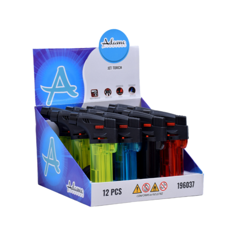 Jet Torch 196037 Adamo Transparent Windproof Lighter TC Cool 12 pack