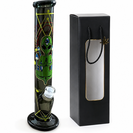 High Quality Alien Glass Water Pipe Bong – Straight Smoking Bong 40cm SS-7623-A Boxed