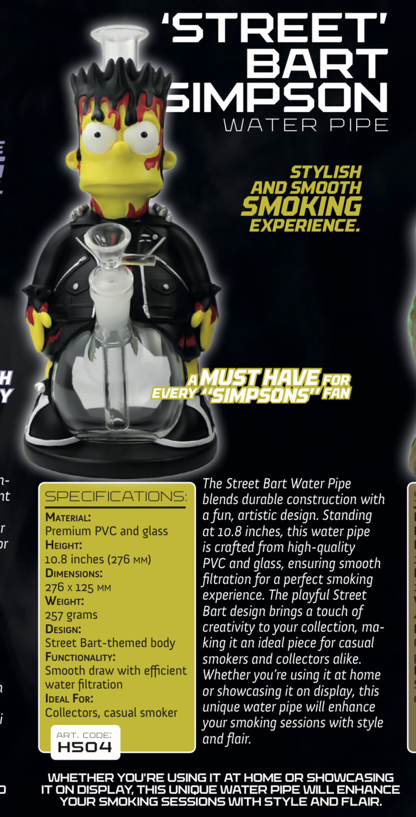 Street Bart Simpson Pvc Glass Water Pipe Bong 10.8 inches