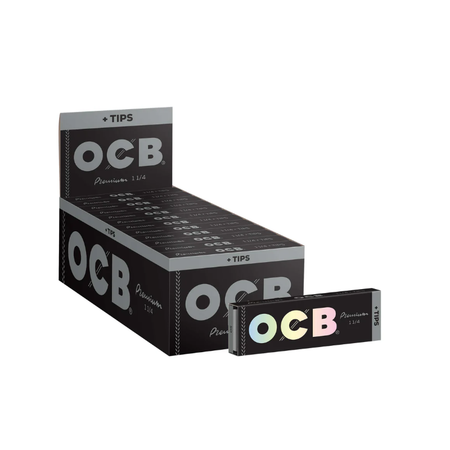 New OCB Premium Black 1¼ Rolling Papers + Tips