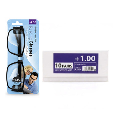 10 Pairs +1.00 Reading Glasses – Unisex Frames | RD400