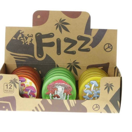Fizz Mix Colour/Design Mushroom Printed Grinder 12 piece SS-0289