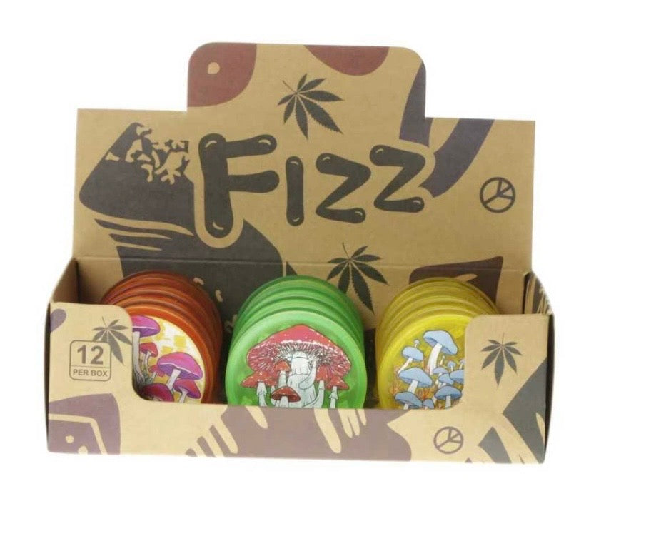 Fizz Mix Colour/Design Mushroom Printed Grinder 12 piece SS-0289