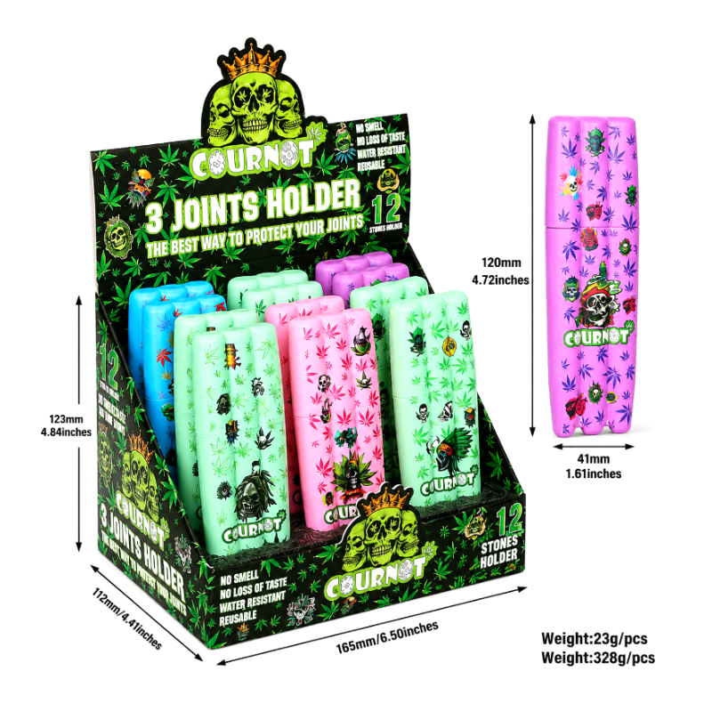 3 Joints Holder Assorted Colorful – 12 Pack Display 120mm x 41mm