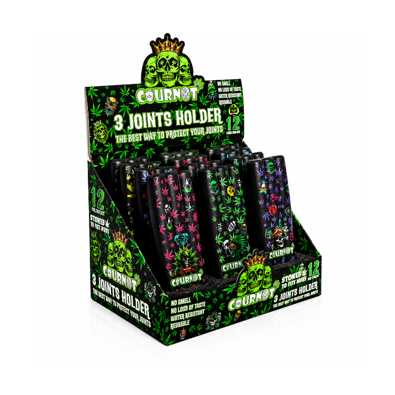 3 Joints Holder Assorted Colorful – 12 Pack Display 120mm x 42mm