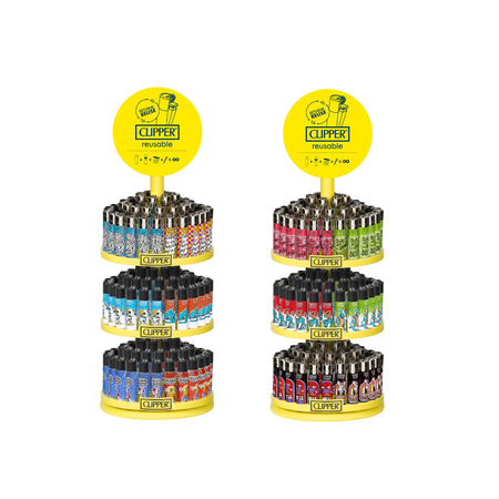 Clipper Reusable Lighter Assorted Design 3-Tier Display Stand Carousel – 144 Pieces SPECIAL OFFER