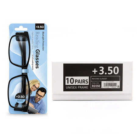 10 Pairs +3.50 Reading Glasses – Unisex Frames | RD400