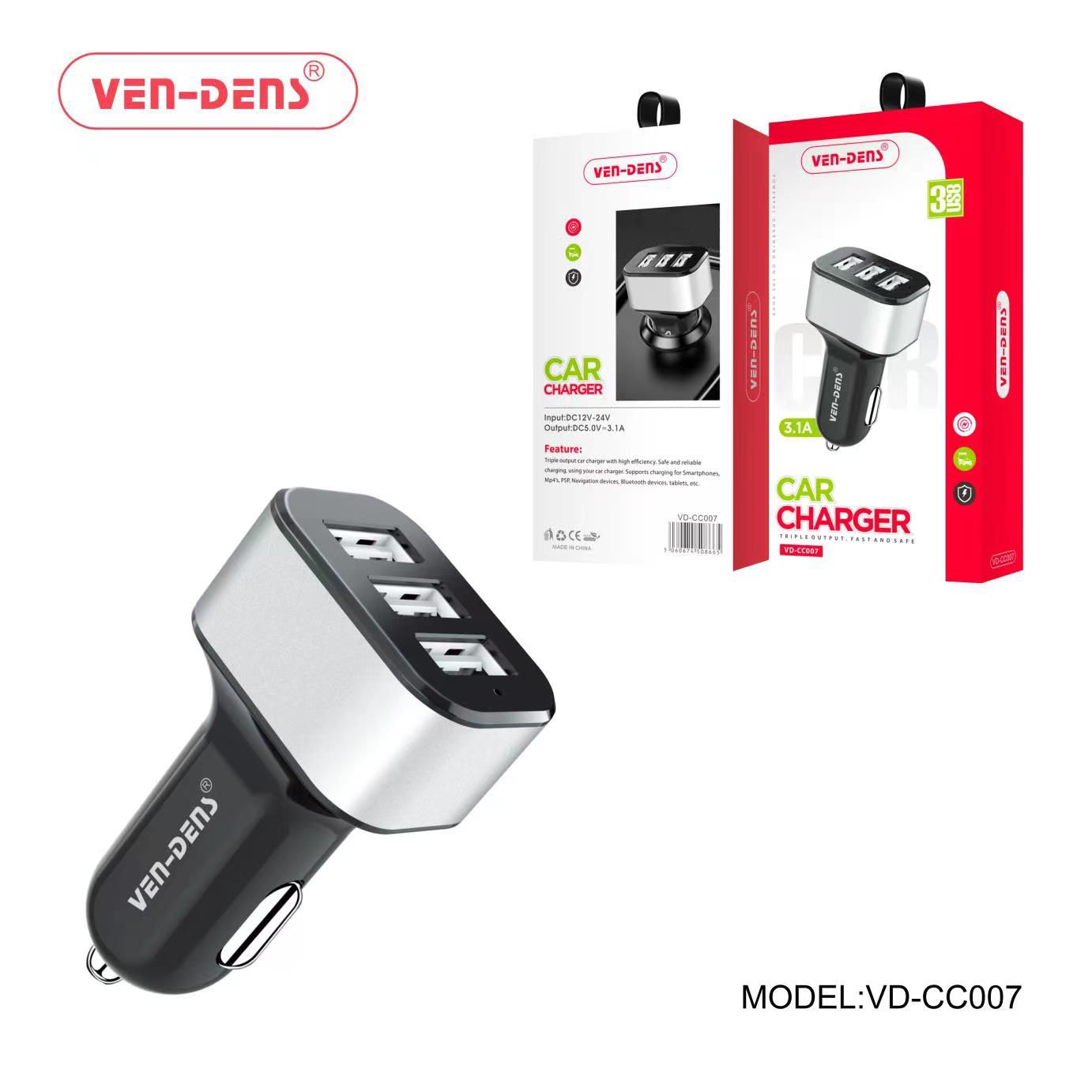 Ven Dens 3 Port Car Charger (CC007) x 1