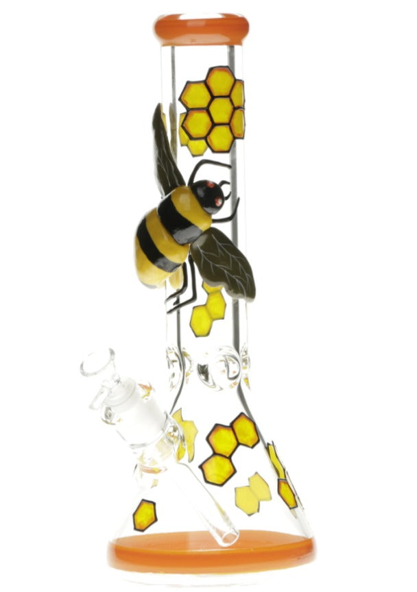 Beaker Glass Bong 3D-Wrap Honey Bee 33cm x 1