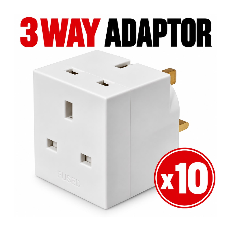 3 Way Multi Plug Power Adaptor X 10