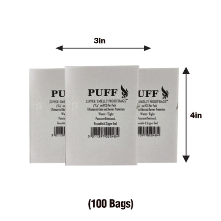 Matt Black Zipper Smell Proof Bag 3" x 4" 100 Bags
