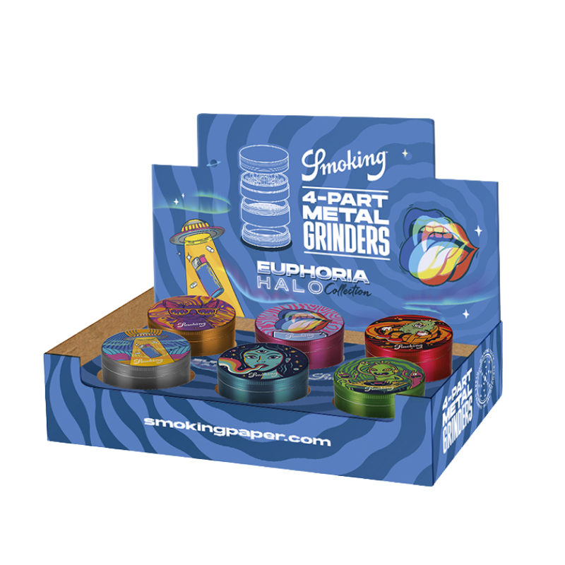 Smoking 4-Part Metal Metallic Grinders Euphoria Halo Collection