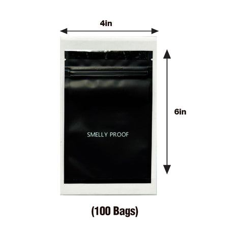 Matt Black Smell Proof Bag 4" x 6" 100 bags
