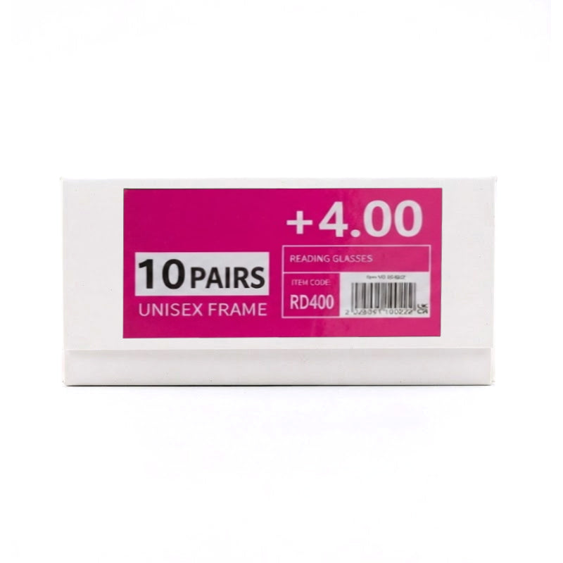 10 Pairs +4.00 Reading Glasses – Unisex Frames | RD400