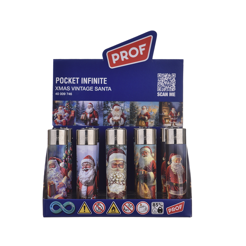 Prof XMAS VINTAGE SANTA  Metal Lighter Pocket Infinite – Pack of 25 40009746