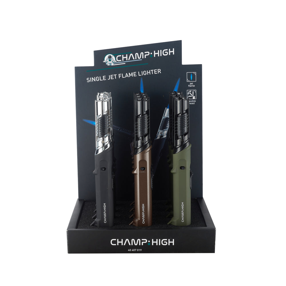 Champ High Single Jet Flame Lighter – Adjustable Torch Flame (Display Pack) 12 pack 40407019
