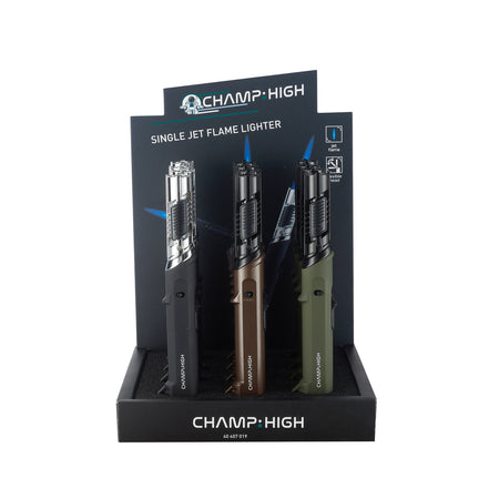 Champ High Single Jet Flame Lighter – Adjustable Torch Flame (Display Pack) 12 pack