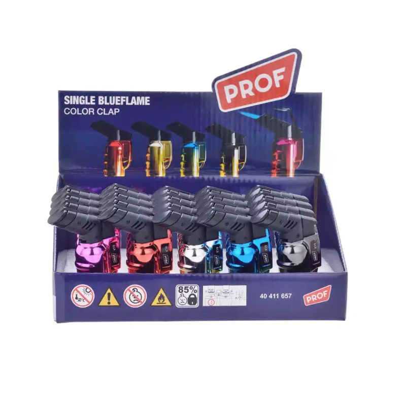 PROF CLAP ANODIZED BLUE FLAME Lighter Pack of 20 40411657