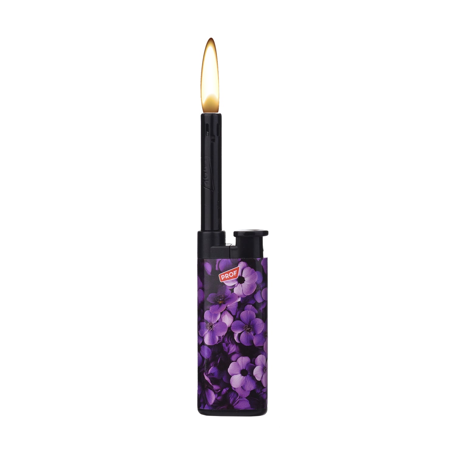 PROF Candle Lighter Purple Flowers – Long Utility Gas Lighter for Candles & Kitchen (Display Pack) 25 pack