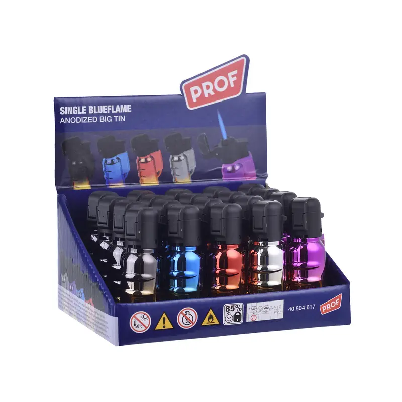 PROF ANODIZED BIG TIN BLUE FLAME Lighter Pack of 20 40804617