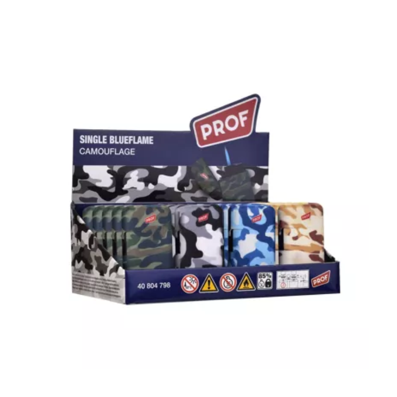 PROF FULL PRINT CAMOUFLAGE JET FLAME Lighter Pack of 20 40804798