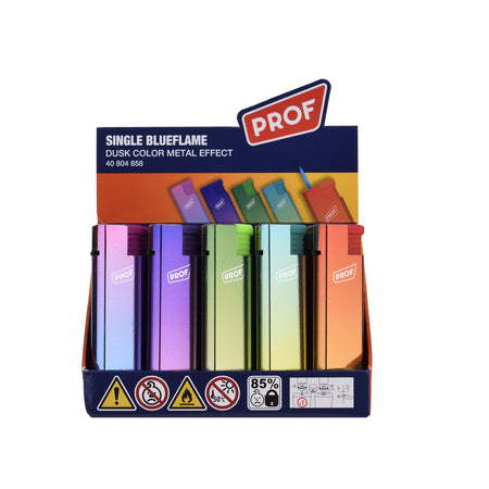 PROF Single Blueflame Lighter – Dusk Color Metal Effect (Display Pack) 25 pack