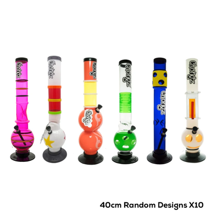 CHONGZ 40cm Acrylic Bongs – Random Assorted Designs X 10 £8.50 each