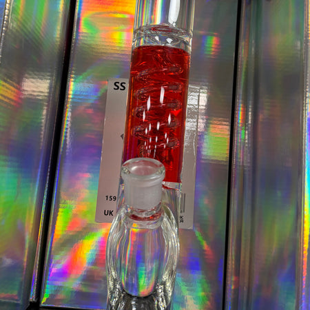 Glacial Twist Red Coil Perc Glycerin 33mm Glass Bong