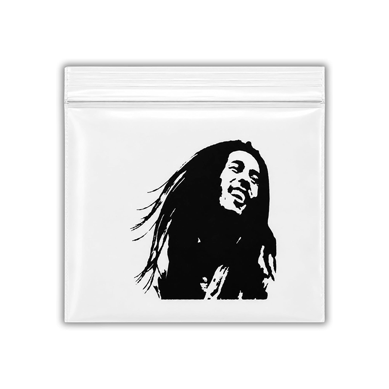 Printed Bob Marley Bag Zip Lock 50mm x 50mm Self Press Seal Resealable Polythene Baggies HEAD