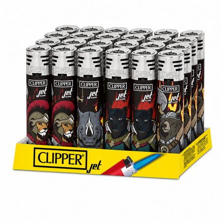Windproof Clipper Jet Flame Lighter WARRIOR ANIMALS  x 24 pack CKJ3B106UKH