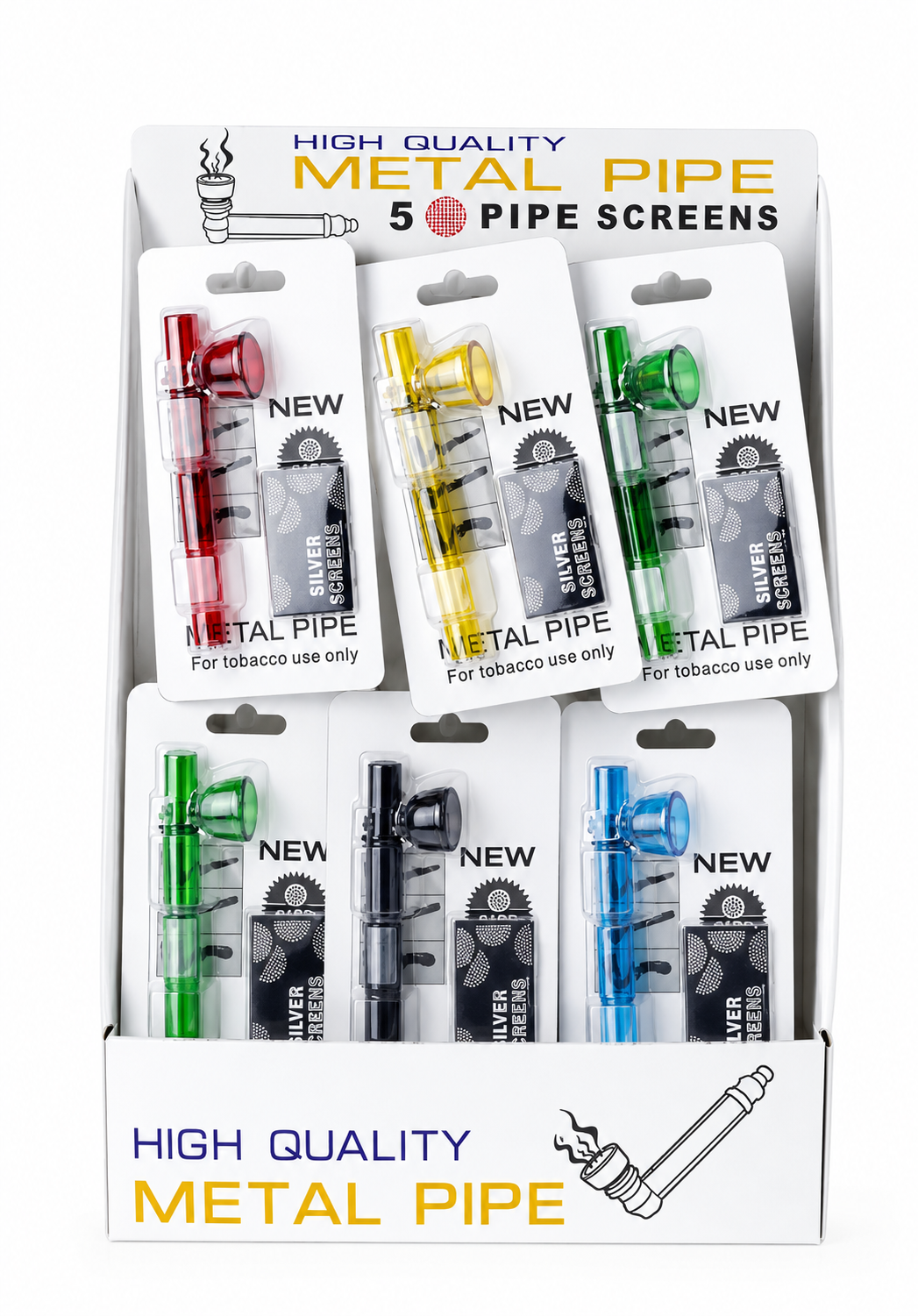 Coloured Glass Pipe With Screen x 24 SS-0453