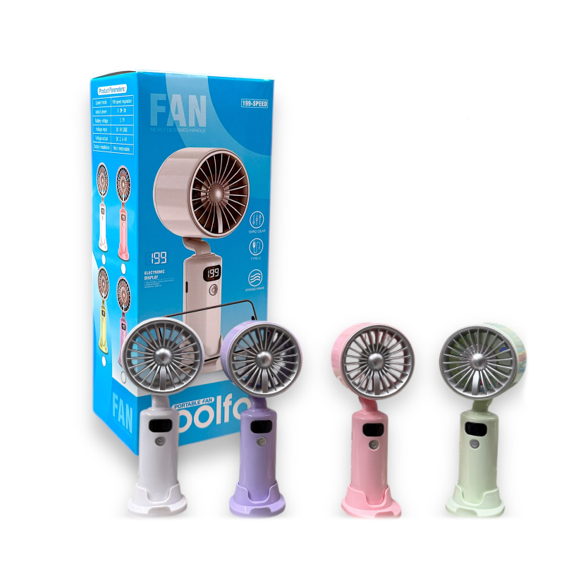 Rechargeable Portable Fan | 5-Speed Handheld Cooling Fan with LED Display & USB Charging 6858-S3O