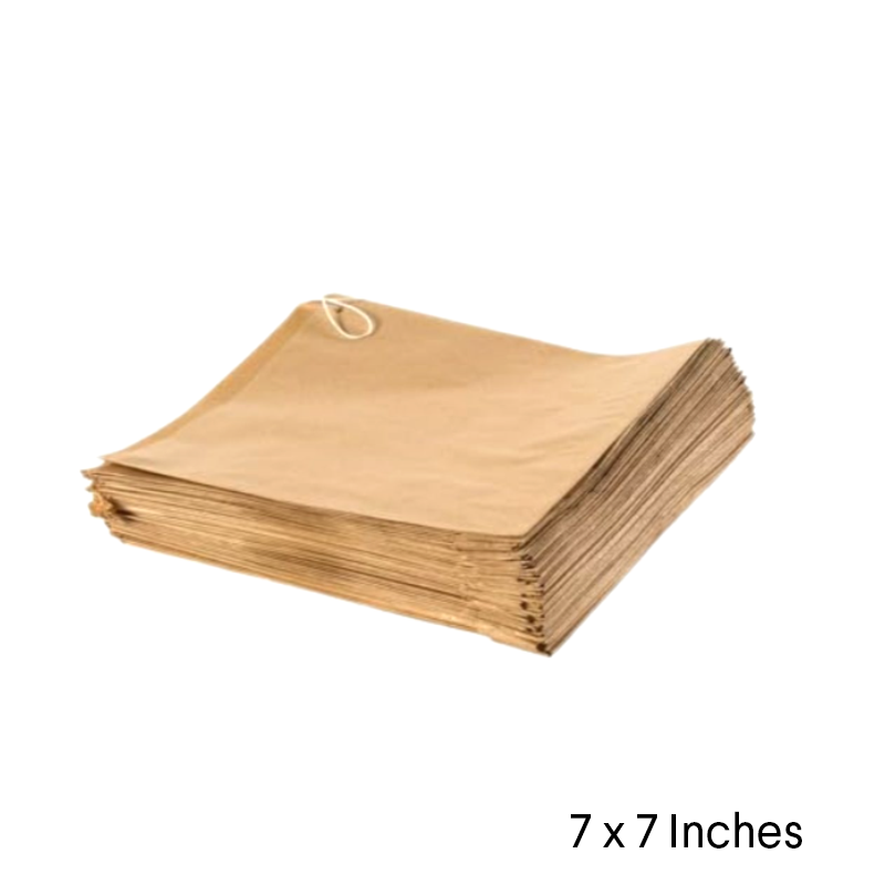 Kraft Brown Paper Bags - Strung - 7" x 7" - Pack of 1000