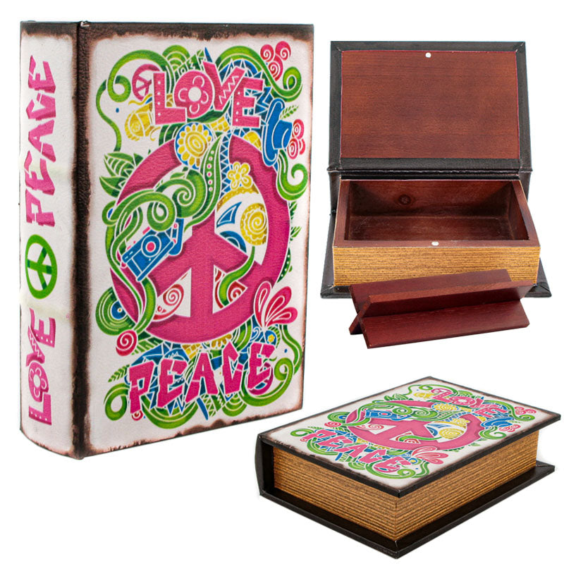 Wooden Stash Book LOVE Accessory & PEACE x 1