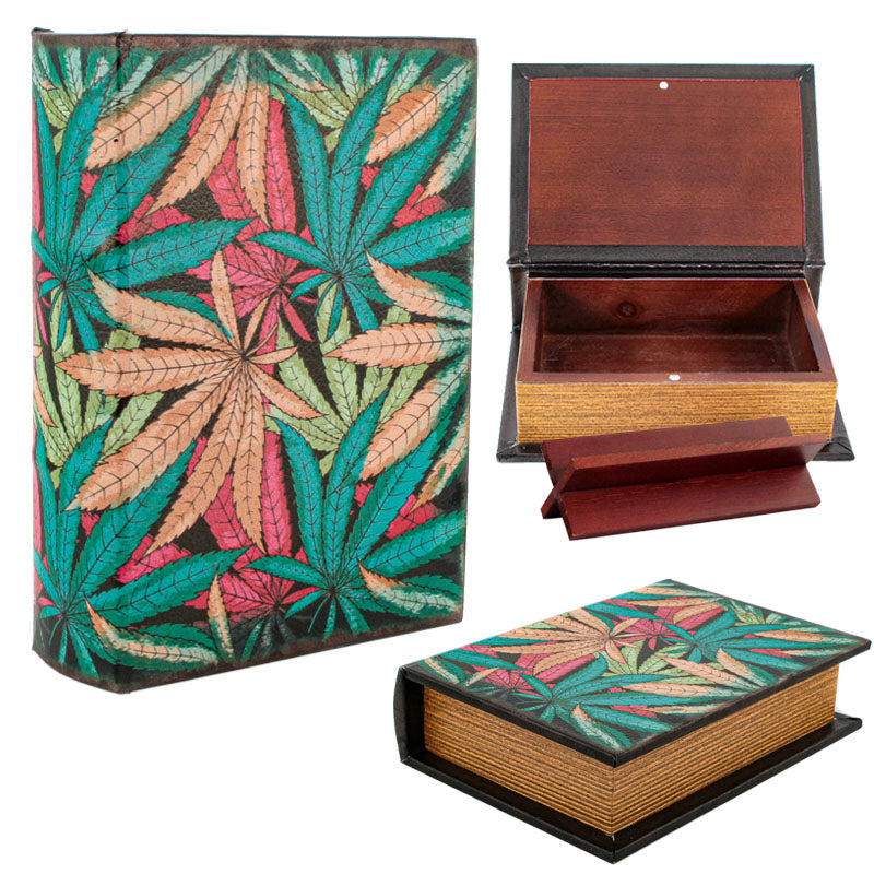 Wooden Stash Book CANNA LEAVES Accessory x 1