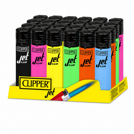 Windproof Clipper Jet Flame Lighter SHINY COLOURS x 24 pack CKJ1B003UKH
