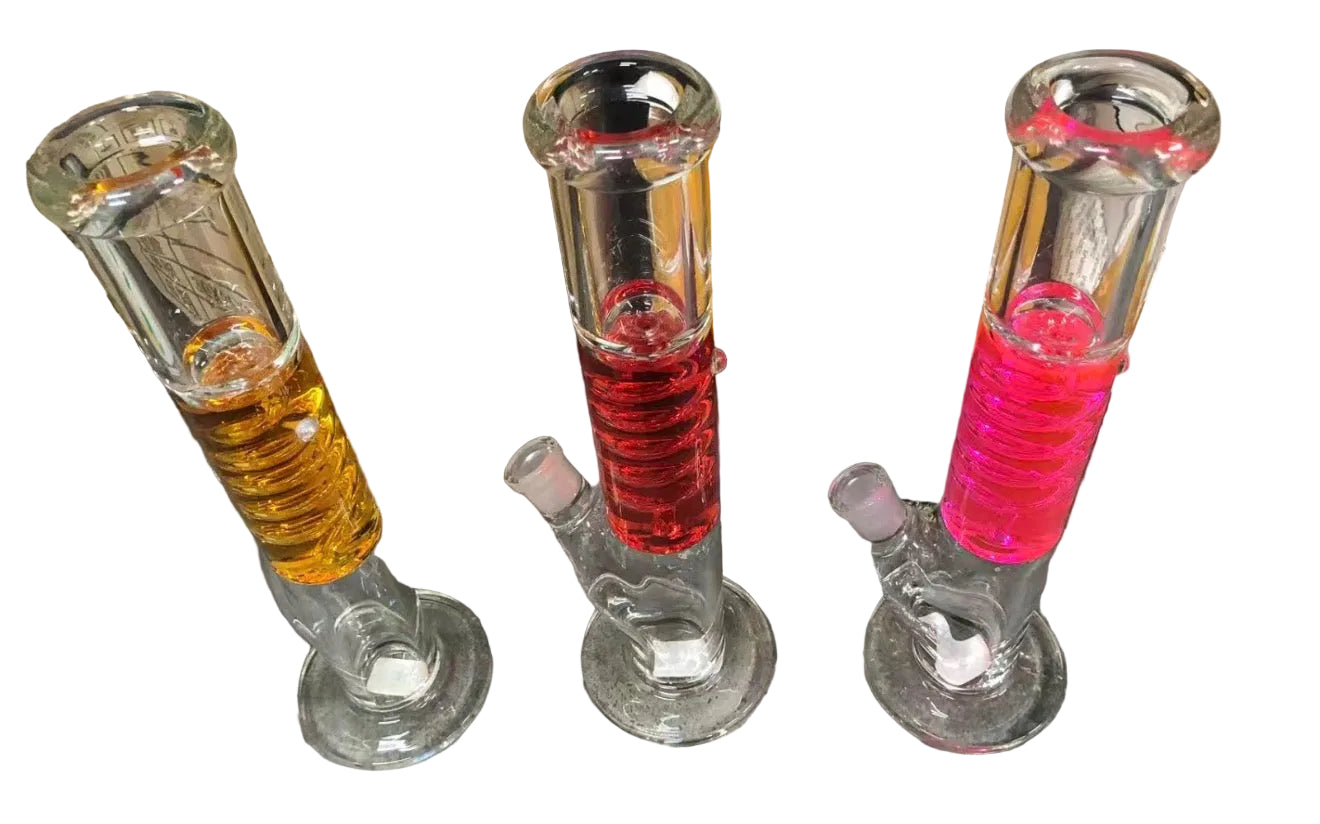 Glacial Twist Red Coil Perc Glycerin 33mm Glass Bong