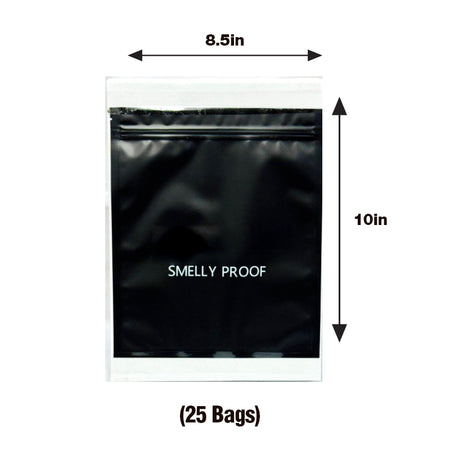 Matt Black Smell Proof Bag 8.5" x 10" 25 bags