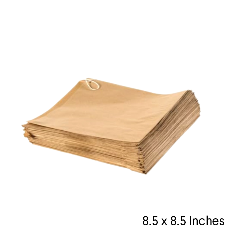 Kraft Brown Paper Bags - Strung - 8.5" x 8.5" - Pack of 1000