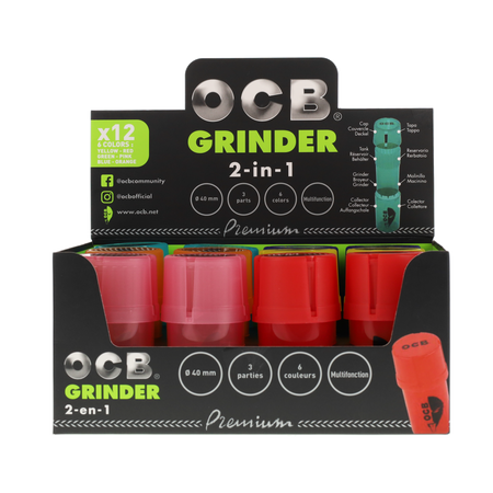 OCB 2 in 1 Plastic Grinder & Container x 12