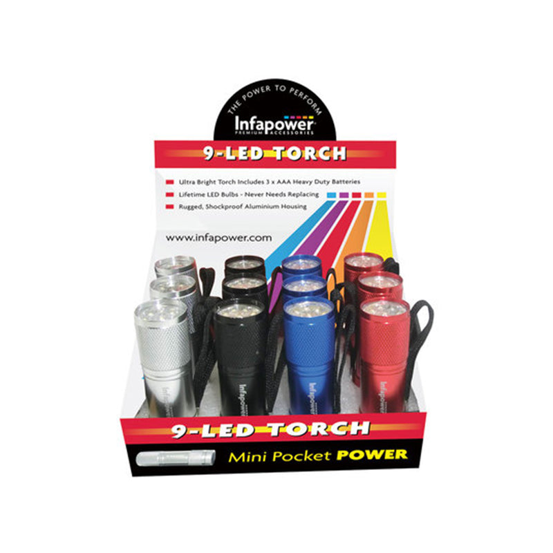 Infapower LED Mini Pocket Power Torch Assorted pack of 12