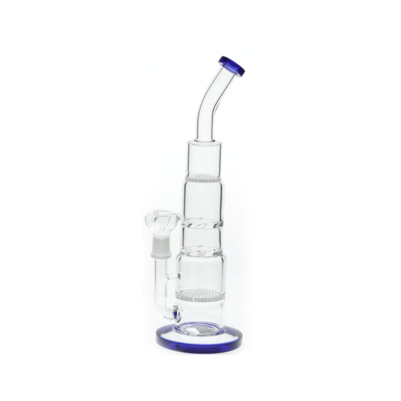 9.5” Bent Neck Dab Rig Honeycomb Percolator Assorted Colour 35cm