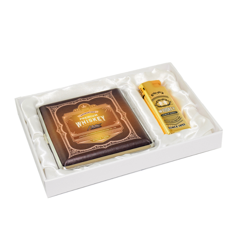 Gift Set 90359 Matteo Metal Case + Turbo Lighter Whiskey gold