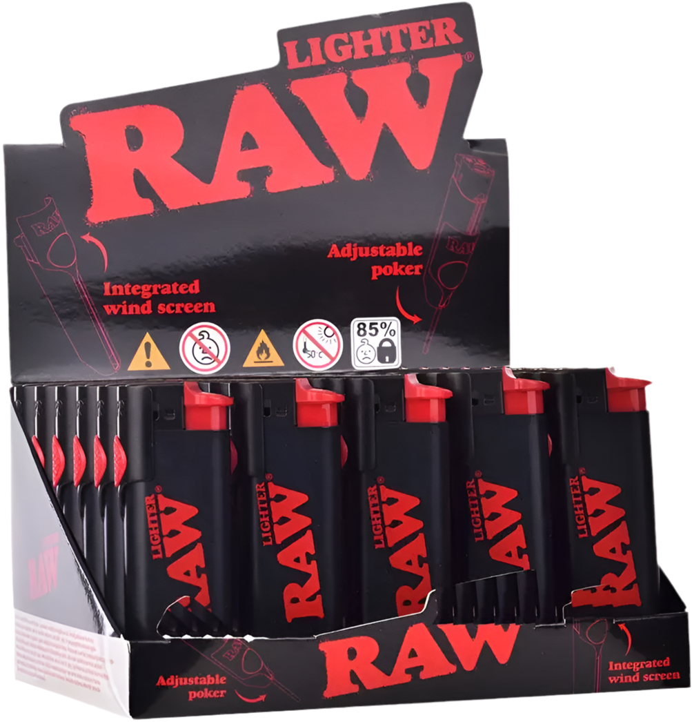 Authentic Raw Phoenix Black Lighter 30 Pack with Poker and Wind Shield - LIMITED AVAILABILITY