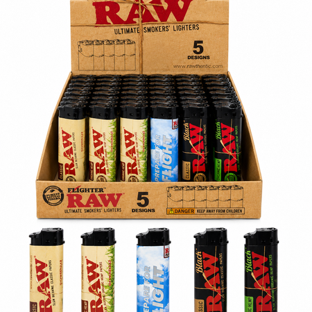 Exclusive New USA RAW Flighter 5 Design Lighter Refillable Electronic 30 pack