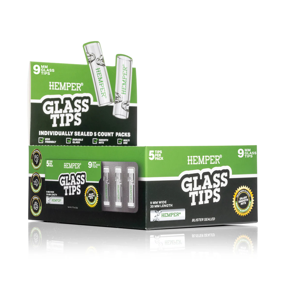 Hemper Glass Filter Tips 9mm 5 Pack 10 packs per box (50 tips)