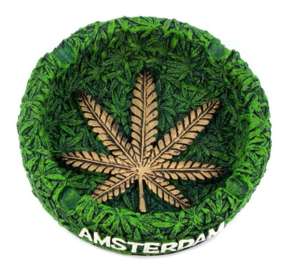 AMSTERDAM Resin Round Gold Leaf Ashtray x 1