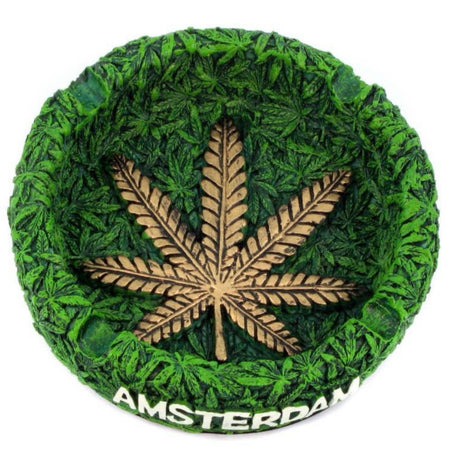 AMSTERDAM Resin Round Gold Leaf Ashtray x 1